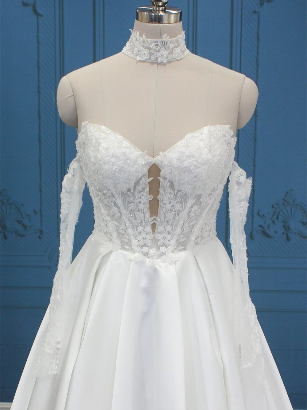 WT5108 - Strapless Empire Waist Wedding Gown with detachable Sleeves